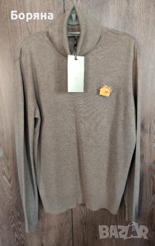 FREEQUENT ново шоколадово кафяво поло с брошка, снимка 9 - Блузи с дълъг ръкав и пуловери - 53724990