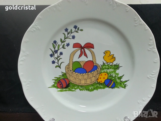 Стар български порцелан чиния Великден , снимка 2 - Антикварни и старинни предмети - 53866169