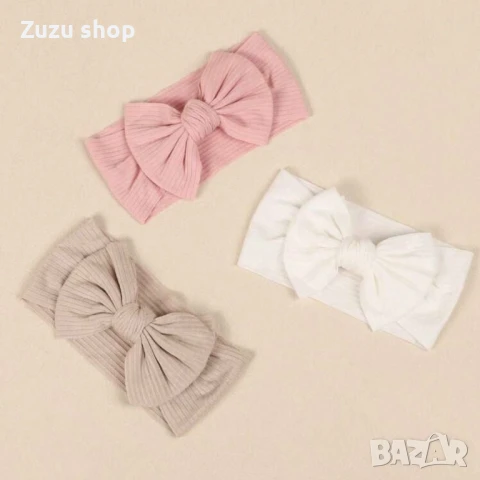 Комплект от 3 броя бебешки ленти за глава с панделка, снимка 2 - Комплекти за бебе - 50872867
