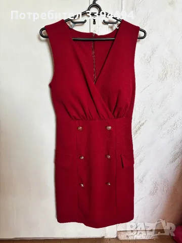 Къса елегантна рокля в цвят бордо, снимка 2 - Рокли - 50100418