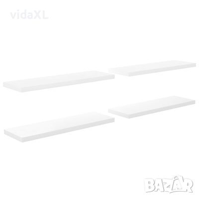 vidaXL Окачени стенни рафтове, 4 бр, бял гланц, 120x23,5x3,8 см, МДФ(SKU:323759, снимка 1 - Други - 46154062