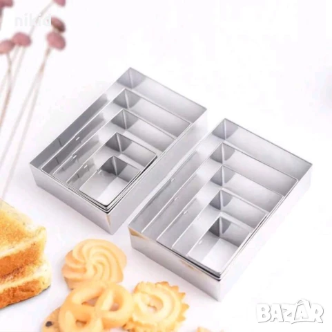 5 бр правоъгълник правоъгълници метална форма форми резец резци тесто сладки бисквитки , снимка 2 - Форми - 51334230