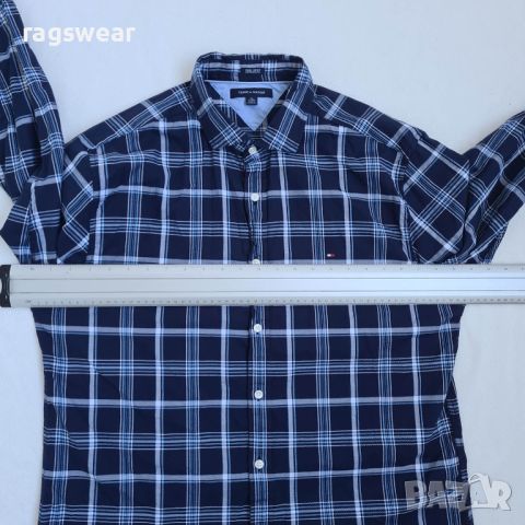 Нова Мъжка Риза Tommy Hilfiger Размер XL Синя Карирана, снимка 17 - Ризи - 45217815