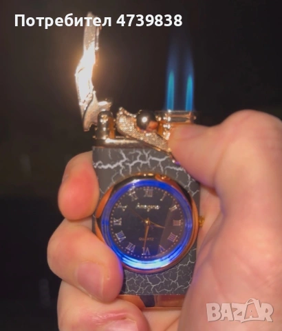 Луксозна ветроустойчива запалка с часовник – метална, ретро стил, снимка 3 - Друга електроника - 53498923