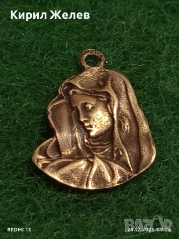 Сребърен медальон Дева Мария на скърбите майсторска ръчна изработка 30015