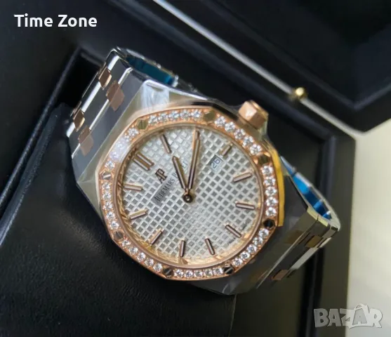 Audemars Piguet Royal Oak 33mm Steel & Rose Gold White Dial Diamond Дамски Различни Варианти, снимка 4 - Дамски - 48183144