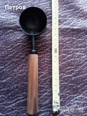 Мерителна лъжичка за кафе - метал и дърво, винтидж