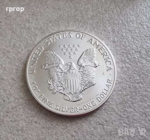 САЩ. 1 сребърен долар. 1992 година. Американски сребърен орел Сребро 0.999., снимка 3 - Нумизматика и бонистика - 45199538