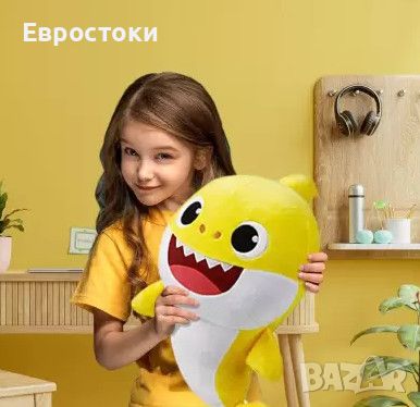 Плюшена играчка Pinkfong Baby Shark, голяма мека играчка Бебе Акула, около 43 см, снимка 2 - Плюшени играчки - 45438759