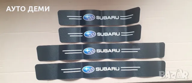 Черен карбон стикери с емблема и надпис на Субару Subaru кола автомобил джип ван