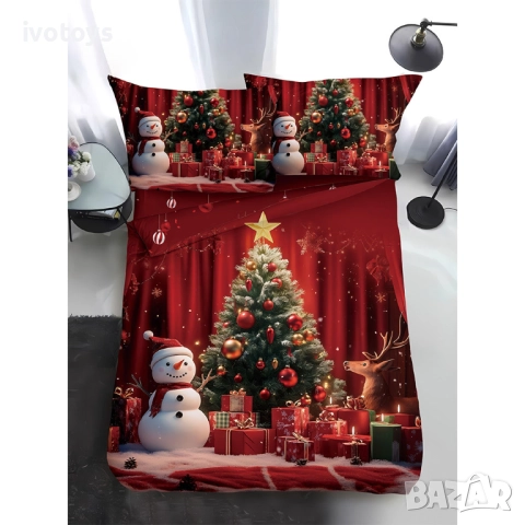 Двулицево коледно спално бельо, размер за приста (Реално изображение), 4 части - WS18768