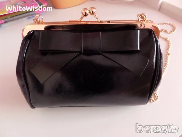  Черна чанта с панделка , снимка 3 - Чанти - 51276008