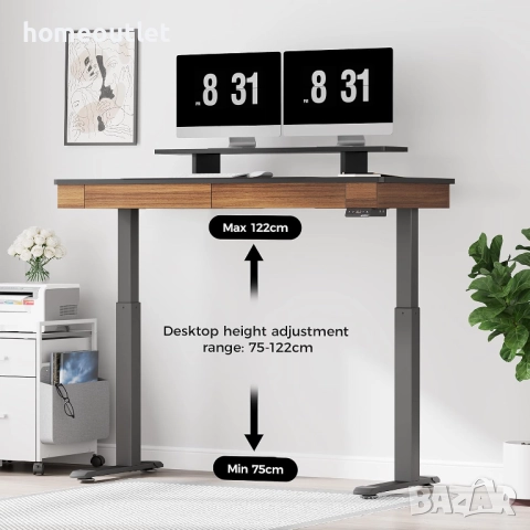 ПРОМОЦИЯ Офис бюро с класически дизайн и регулируема височина ERK-ED-I55-WN, снимка 5 - Бюра - 52825312