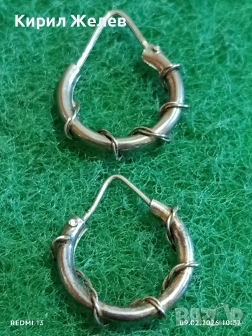 Сребърни обеци с декоративно обвита тел ръчна ювелирна изработка 53687