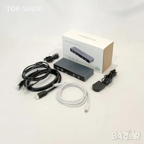 Нов Превключвател 2 Порта USB C/HDMI + Кабели MT-VIKI 4K KVM, снимка 2 - Друга електроника - 49339266