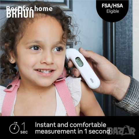 Термометър за ухо Braun ,измерване за 1 секунда, звуков индикатор за температура, цифров дисплей, снимка 4 - Уреди за диагностика - 51808309