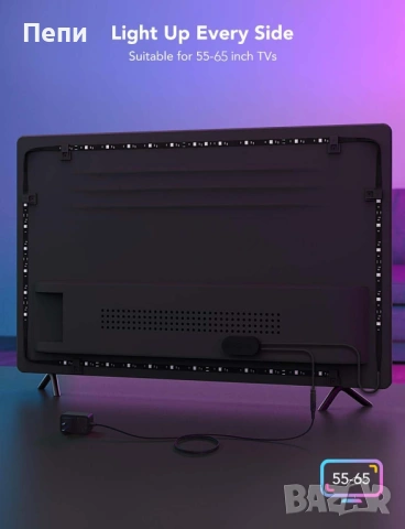 GOVEE TV LED BACKLIGHT – СВЕТЛИНА, КОЯТО ПРОБУЖДА ТВ ЕКРАНА!, снимка 4 - Плейъри, домашно кино, прожектори - 53625543