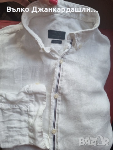 Мъжка ленена риза Zara, размер L, снимка 9 - Ризи - 53094235