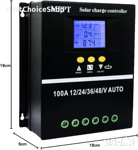 100A MPPT соларен контролер за зареждане 12V 24V 36V 48V LCD дисплей 100V, двоен USB, снимка 2 - Друга електроника - 54215862