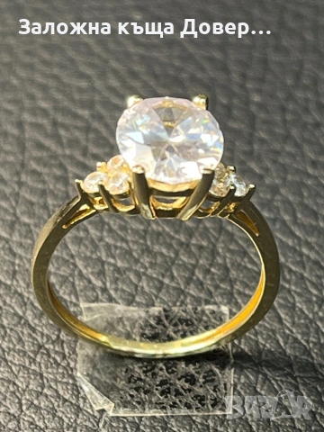 Златен пръстен венчална халка кубичен циркон ЧИСТО НОВ Gold halka venchalna prasten