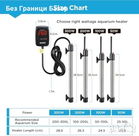 Нов Бързо загряващ нагревател с LED контролер за аквариум риби, снимка 3 - Оборудване за аквариуми - 46451749