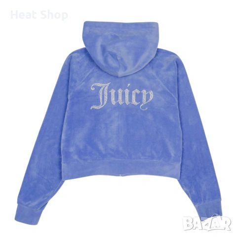 Дамски суичър Juicy Couture Petite Velvet Zip Up Hoodie, снимка 2 - Суичъри - 53438301