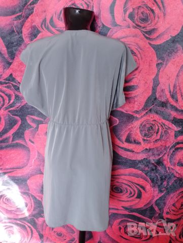 H&M Къса рокля с къдри цвят Сив Металик ХЛ , снимка 3 - Рокли - 46403882