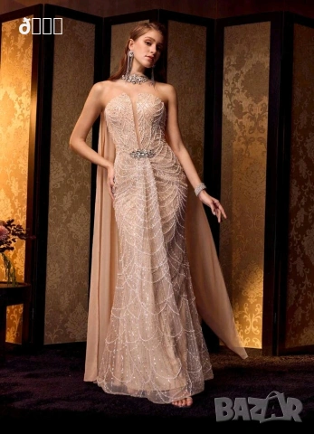 Чисто нова бална и официална рокля с кристална перелина, снимка 2 - Рокли - 53248240