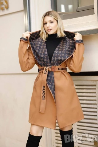 палто с качулка и колан Louis vuitton 