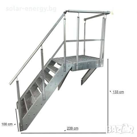 Метално стълбище с площадка 7 стъпала | За монтаж към стена | Поцинковано, снимка 5 - Други - 54236208