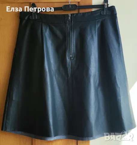 Дамска черна кожена лятна/есенна пола; 3XL÷4XL, снимка 2 - Поли - 47245640