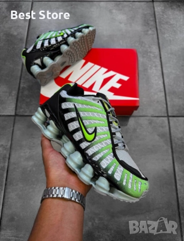 Nike Shox TL - Сиво, Черно и Неоново Зелено Мъжки Маратонки 40-45 Номер , снимка 3 - Маратонки - 52732444