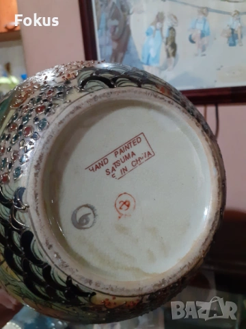 Сатцума Satsuma стара ваза буркан порцелан маркирана, снимка 6 - Антикварни и старинни предмети - 53357747