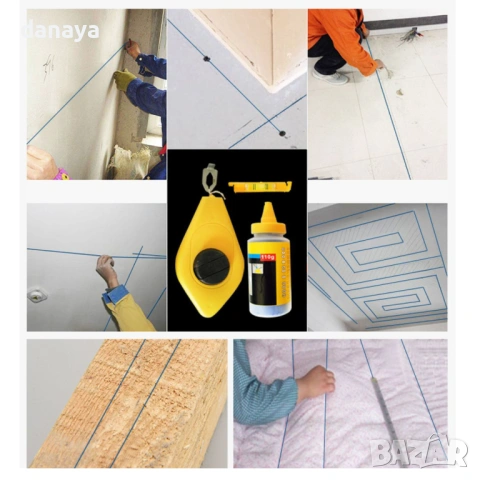 6364 Зидарска чертилка с пудра комплект за маркиране с тебеширена корда, снимка 2 - Други инструменти - 53198225