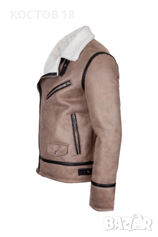 Мъжко зимно яке от набук - 3484 кремав, снимка 7 - Якета - 51835571