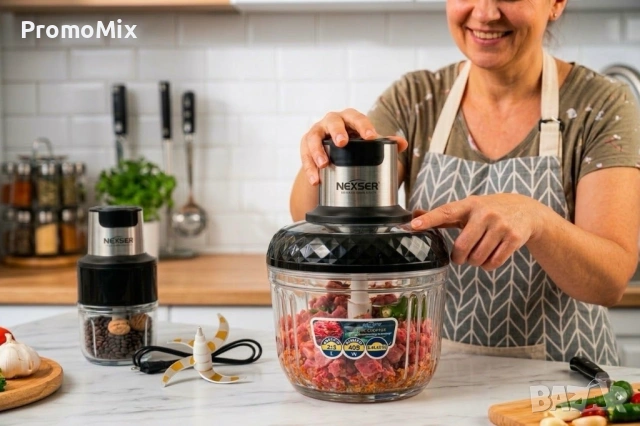 Кухненски уред 2в1 Nexser NS 0819 400W Чопър Мелничка Стъклена купа 2.5L 0.3L