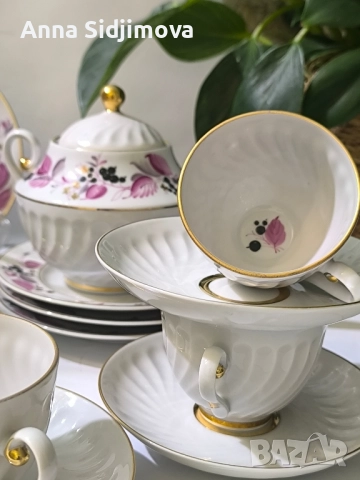 Руски порцелан ЛФЗ сервиз за кафе , снимка 2 - Сервизи - 52216314