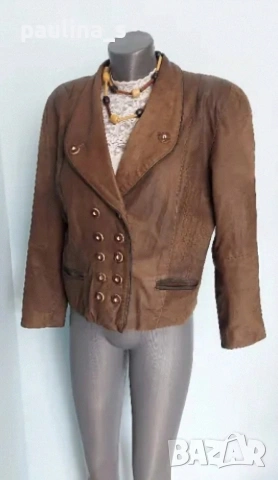 Два различни броя / Винтидж! Кафяво яке от естествена кожа и набук / голям размер , снимка 14 - Якета - 51959920