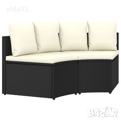 vidaXL Градински комплект с възглавници, 2 части, черен полиратан, снимка 1 - Градински мебели, декорация  - 45674152