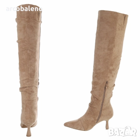 Дамски велурени ботуши над коляното, 3цвята , снимка 12 - Дамски ботуши - 52136981