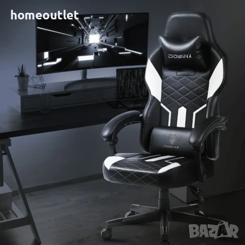 ПРОМОЦИЯ Ергономичен геймърски стол с регулируема функция и дамаска от PU кожа DOWINX LS-665902, снимка 2 - Столове - 50972759