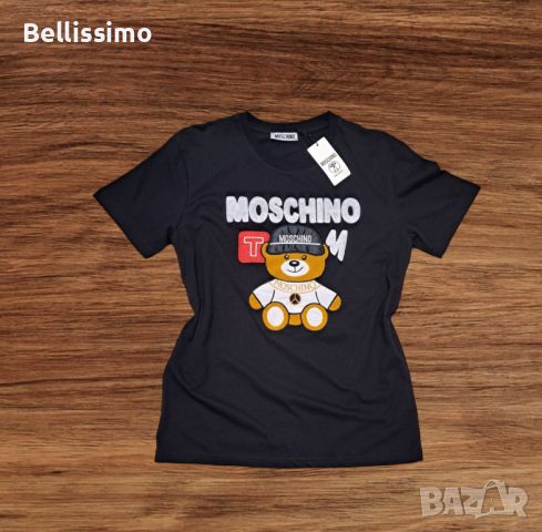 *Moschino* Тениска с къс ръкав в черен цвят, бродирано лого
