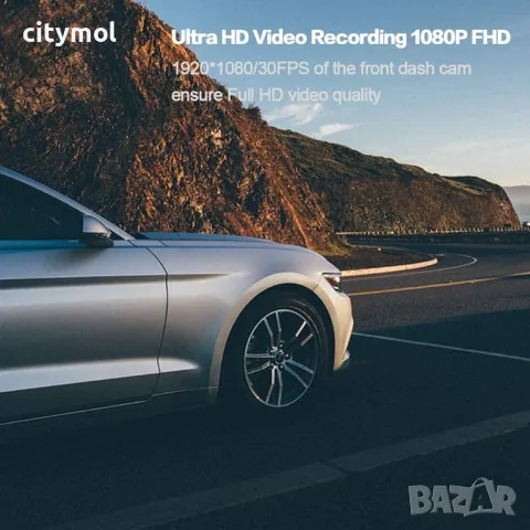 Apexcam Dash Cam 1080P Full HD 4" IPS предна и задна камера, 170°, G-сензор, WDR, снимка 4 - Аксесоари и консумативи - 49318500