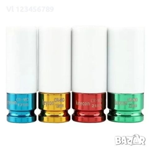 Ударни вложки 4 броя със защита 1/2″ Ф17 Ф19 Ф21 Ф22 /за алуминиеви джанти/, снимка 3 - Аксесоари и консумативи - 53856103