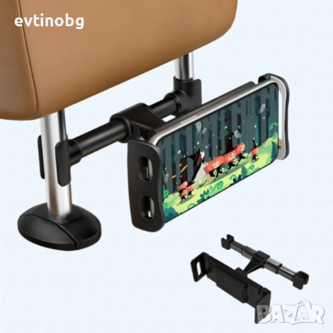 Регулируема стойка за телефон и таблет за седалка на автомобил – 360° въртене, снимка 2 - Аксесоари и консумативи - 53822363