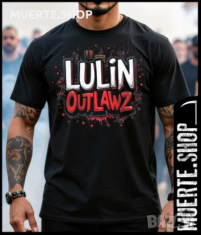 Черна тениска LULIN OUTLAWZ с щампа