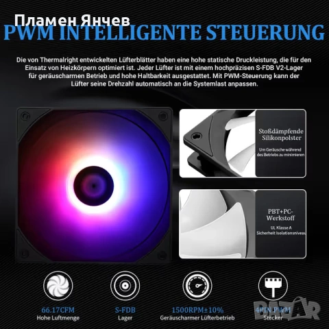 Водно охлаждане за процесор 240мм с двойни PWM вентилатори ARGB