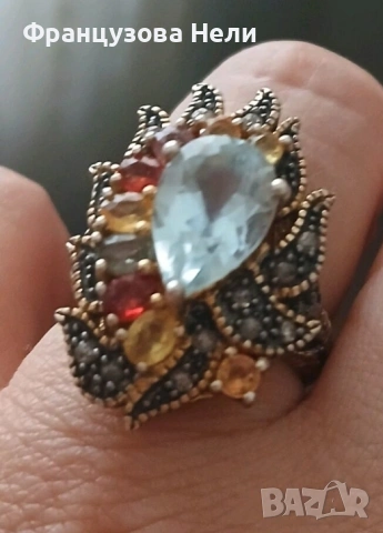 Комплект обеци и пръстен 9к и 925, снимка 3 - Бижутерийни комплекти - 54046830