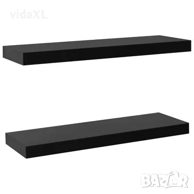 vidaXL Окачени стенни рафтове, 2 бр, черни, 60x20x3,8 см（SKU:288201）, снимка 1 - Други - 48442209