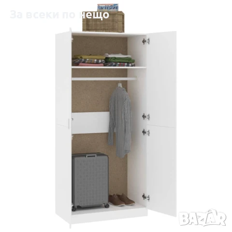 Гардероб, бял, 90x52x200 см, ПДЧ Код P893, снимка 6 - Гардероби - 50994334